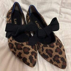 Rothy's “The Point” Wildcat Mary Jane Leopard Flats with Bow | Limited Edition